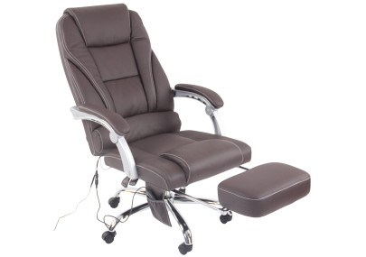 Fauteuil de bureau Pacific en cuir véritable avec fonction massage, marron