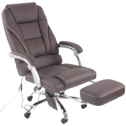 Fauteuil de bureau Pacific en cuir véritable avec fonction massage, marron