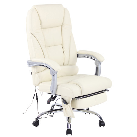 Fauteuil de bureau Pacific en cuir véritable avec fonction massage, couleur crème
