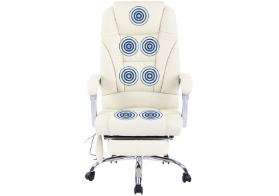 Fauteuil de bureau Pacific en cuir v?ritable avec fonction massage, couleur cr?me