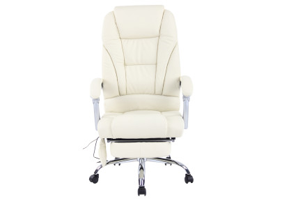 Fauteuil de bureau Pacific en cuir véritable avec fonction massage, couleur crème