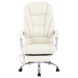 Fauteuil de bureau Pacific en cuir véritable avec fonction massage, couleur crème