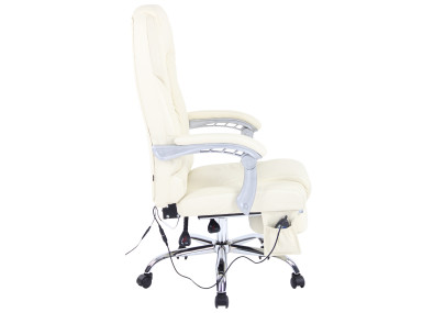 Fauteuil de bureau Pacific en cuir véritable avec fonction massage, couleur crème