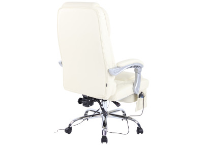 Fauteuil de bureau Pacific en cuir véritable avec fonction massage, couleur crème