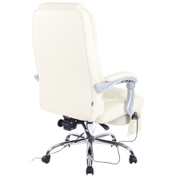 Fauteuil de bureau Pacific en cuir véritable avec fonction massage, couleur crème