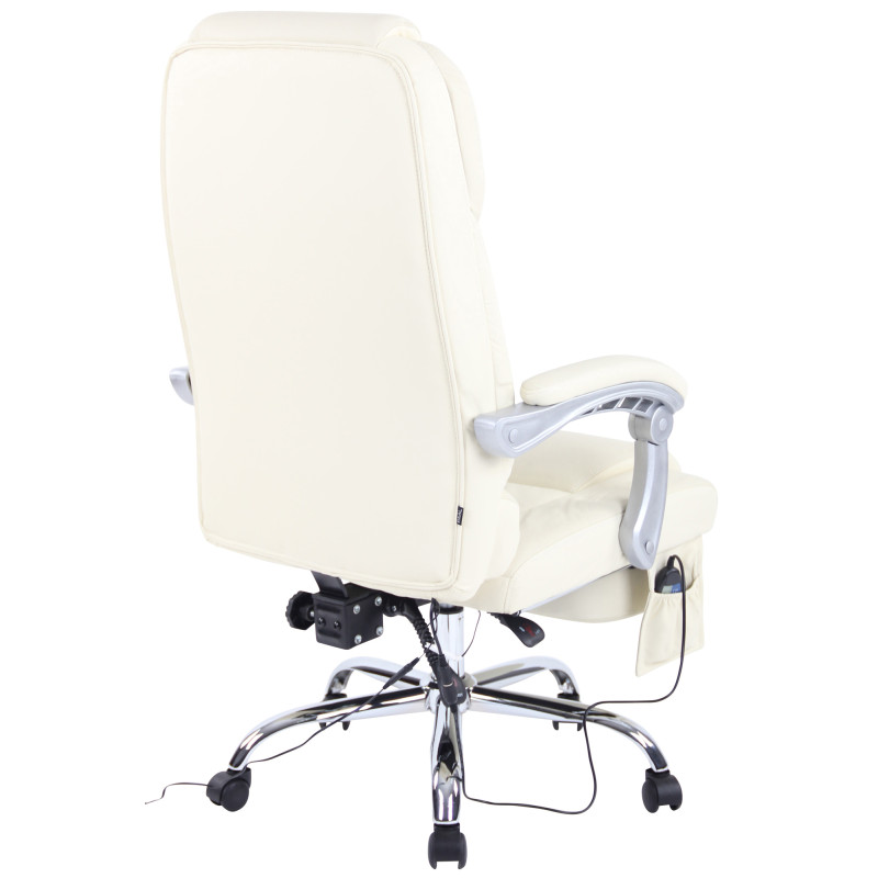 Fauteuil de bureau Pacific en cuir véritable avec fonction massage, couleur crème