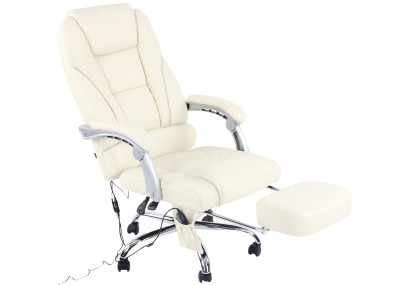 Fauteuil de bureau Pacific en cuir véritable avec fonction massage, couleur crème