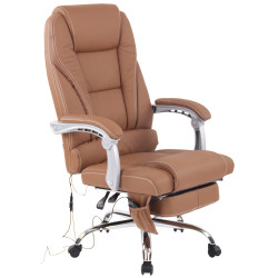 Fauteuil de bureau Pacific en cuir véritable avec fonction massage, marron clair