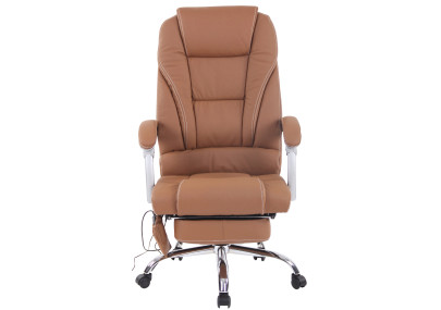 Fauteuil de bureau Pacific en cuir véritable avec fonction massage, marron clair