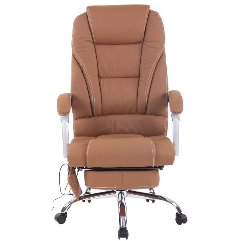 Fauteuil de bureau Pacific en cuir véritable avec fonction massage, marron clair