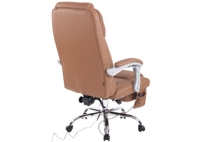 Fauteuil de bureau Pacific en cuir v?ritable avec fonction massage, marron clair