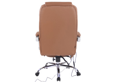Fauteuil de bureau Pacific en cuir véritable avec fonction massage, marron clair