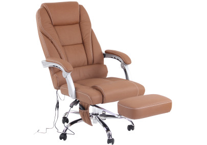 Fauteuil de bureau Pacific en cuir véritable avec fonction massage, marron clair