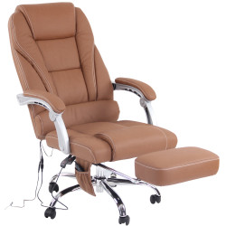 Fauteuil de bureau Pacific en cuir véritable avec fonction massage, marron clair