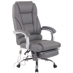 Fauteuil de bureau Pacific en cuir v?ritable avec fonction massage, gris