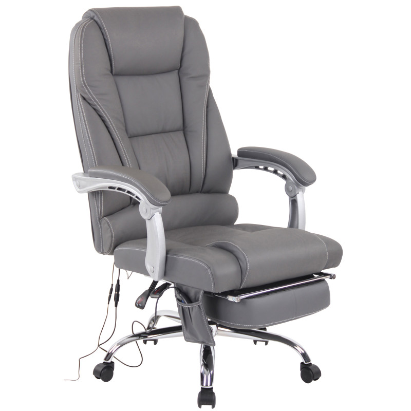 Fauteuil de bureau Pacific en cuir v?ritable avec fonction massage, gris