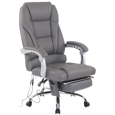 Fauteuil de bureau Pacific en cuir v?ritable avec fonction massage, gris