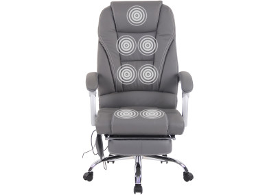 Fauteuil de bureau Pacific en cuir v?ritable avec fonction massage, gris