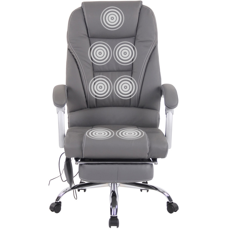 Fauteuil de bureau Pacific en cuir véritable avec fonction massage, gris