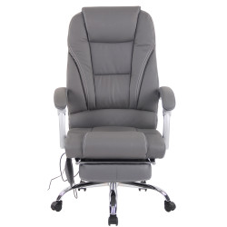 Fauteuil de bureau Pacific en cuir v?ritable avec fonction massage, gris