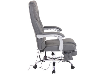 Fauteuil de bureau Pacific en cuir véritable avec fonction massage, gris