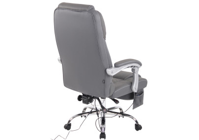 Fauteuil de bureau Pacific en cuir véritable avec fonction massage, gris