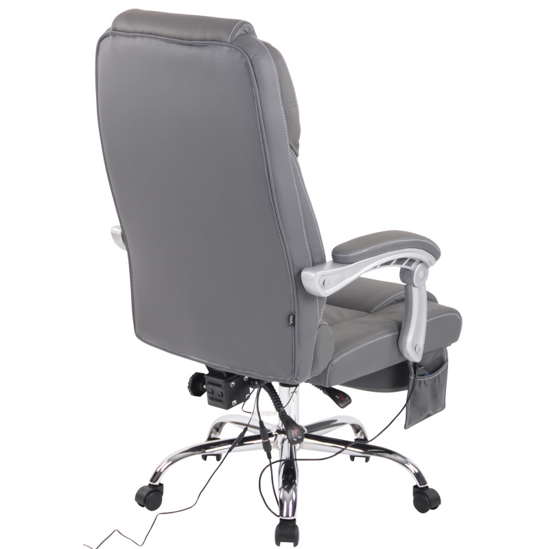 Fauteuil de bureau Pacific en cuir v?ritable avec fonction massage, gris
