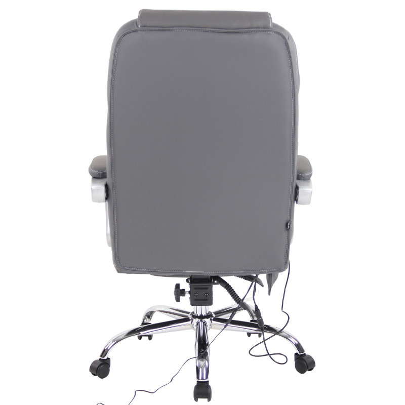 Fauteuil de bureau Pacific en cuir v?ritable avec fonction massage, gris