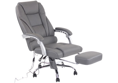 Fauteuil de bureau Pacific en cuir véritable avec fonction massage, gris