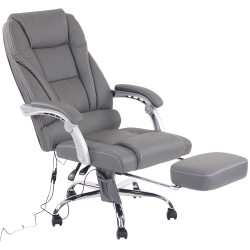 Fauteuil de bureau Pacific en cuir v?ritable avec fonction massage, gris