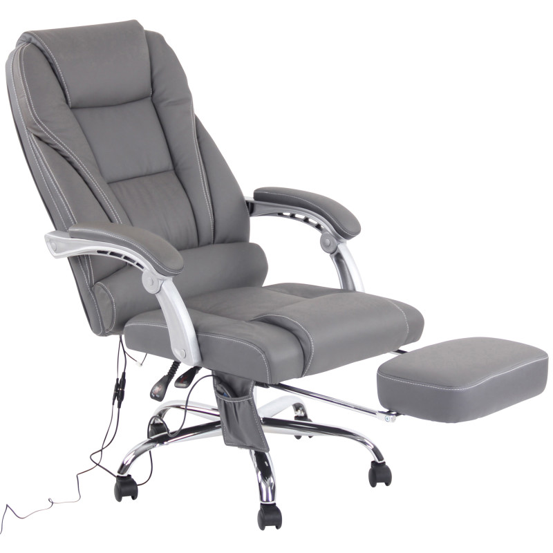 Fauteuil de bureau Pacific en cuir v?ritable avec fonction massage, gris