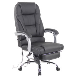 Fauteuil de bureau Pacific en cuir v?ritable avec fonction massage, noir