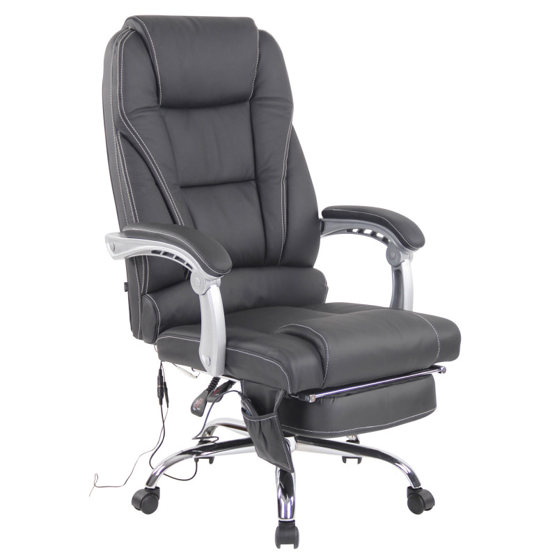 Fauteuil de bureau Pacific en cuir v?ritable avec fonction massage, noir
