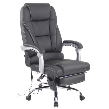 Fauteuil de bureau Pacific en cuir véritable avec fonction massage, noir