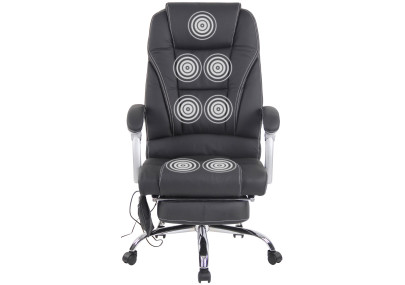 Fauteuil de bureau Pacific en cuir véritable avec fonction massage, noir