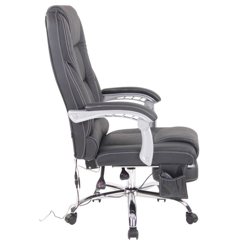 Fauteuil de bureau Pacific en cuir v?ritable avec fonction massage, noir