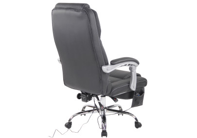 Fauteuil de bureau Pacific en cuir véritable avec fonction massage, noir