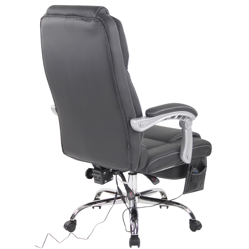 Fauteuil de bureau Pacific en cuir véritable avec fonction massage, noir
