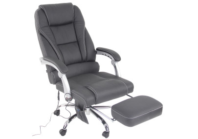 Fauteuil de bureau Pacific en cuir véritable avec fonction massage, noir