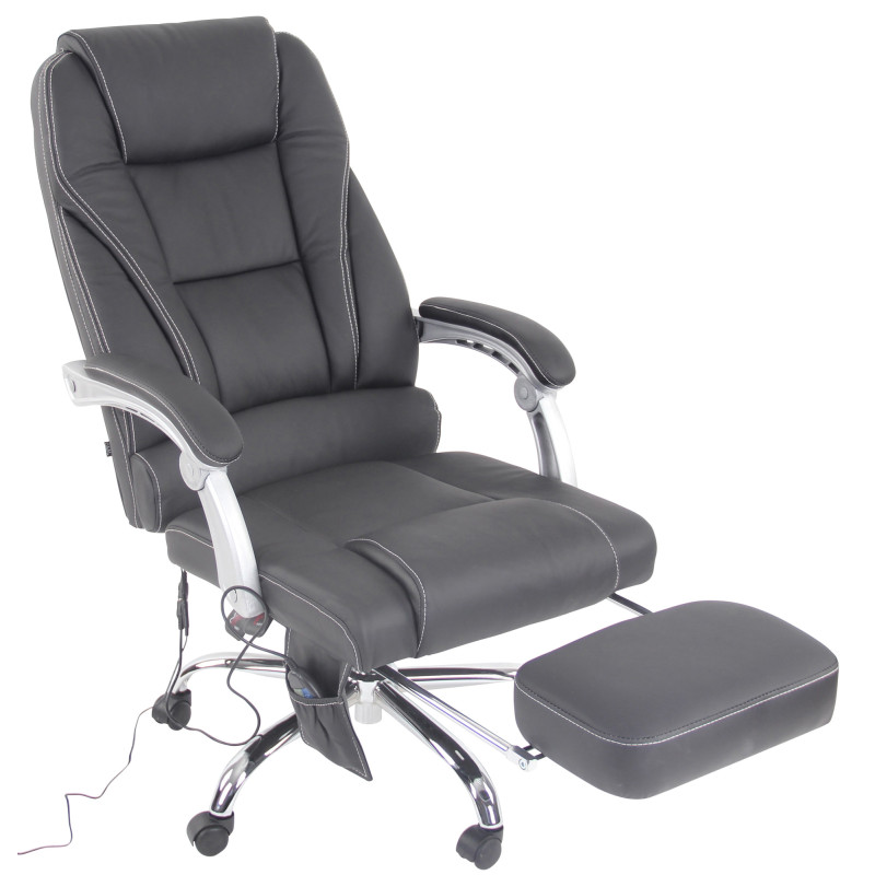 Fauteuil de bureau Pacific en cuir v?ritable avec fonction massage, noir