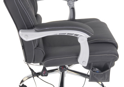 Fauteuil de bureau Pacific en cuir v?ritable avec fonction massage, noir