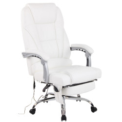 Fauteuil de bureau Pacific en cuir véritable avec fonction massage, blanc