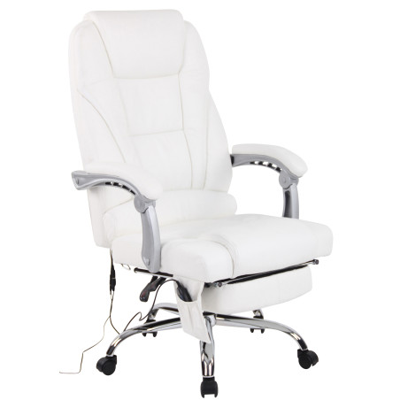 Fauteuil de bureau Pacific en cuir véritable avec fonction massage, blanc
