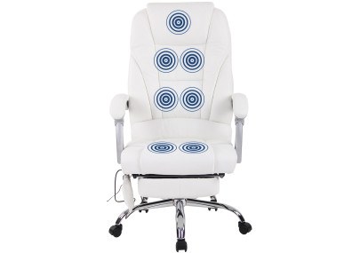 Fauteuil de bureau Pacific en cuir v?ritable avec fonction massage, blanc