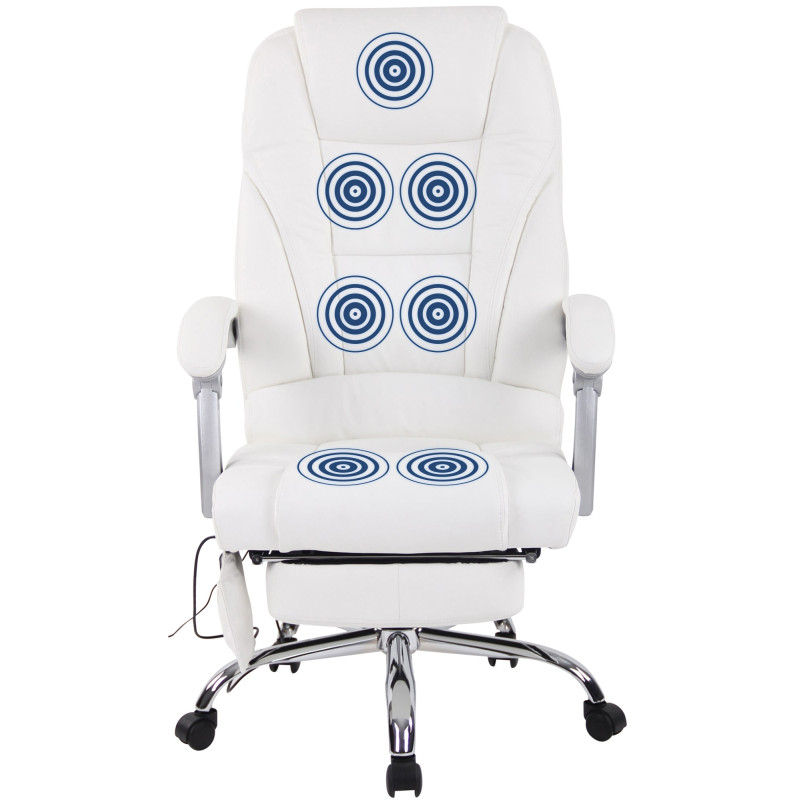 Fauteuil de bureau Pacific en cuir véritable avec fonction massage, blanc