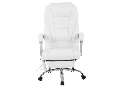 Fauteuil de bureau Pacific en cuir véritable avec fonction massage, blanc