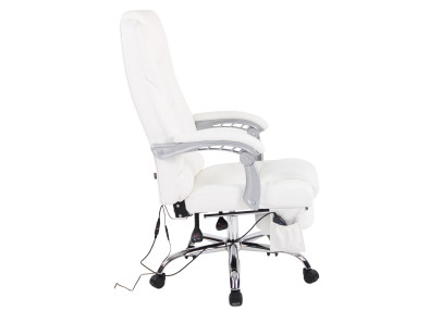 Fauteuil de bureau Pacific en cuir v?ritable avec fonction massage, blanc