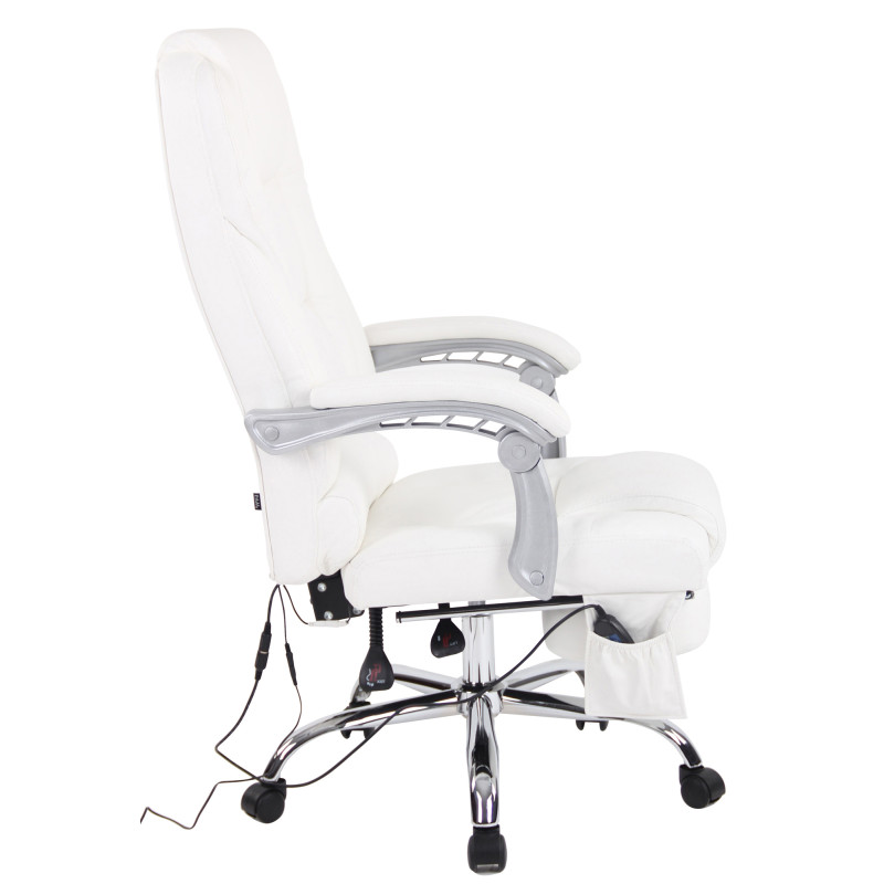 Fauteuil de bureau Pacific en cuir véritable avec fonction massage, blanc