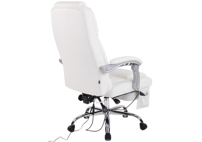 Fauteuil de bureau Pacific en cuir véritable avec fonction massage, blanc