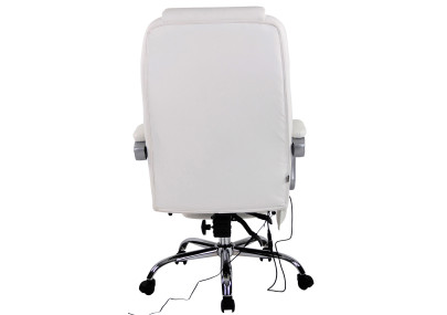 Fauteuil de bureau Pacific en cuir véritable avec fonction massage, blanc